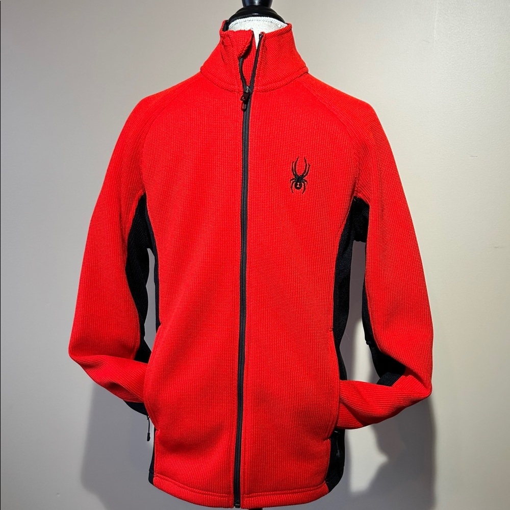 Spider Men’s Steller Full-Zip Jacket, Fleece Lined, Black & Red (Size Medium)